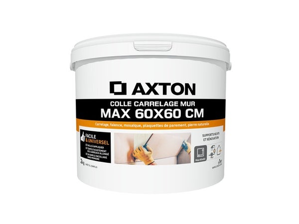 Colle en pate, mur plan de travaiL, interieur/exterieur, blanc AXTON, 2 kg
