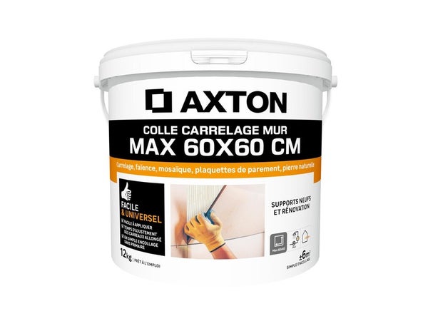 Colle en pate, mur plan de travaiL, interieur/exterieur, blanc AXTON, 12 kg