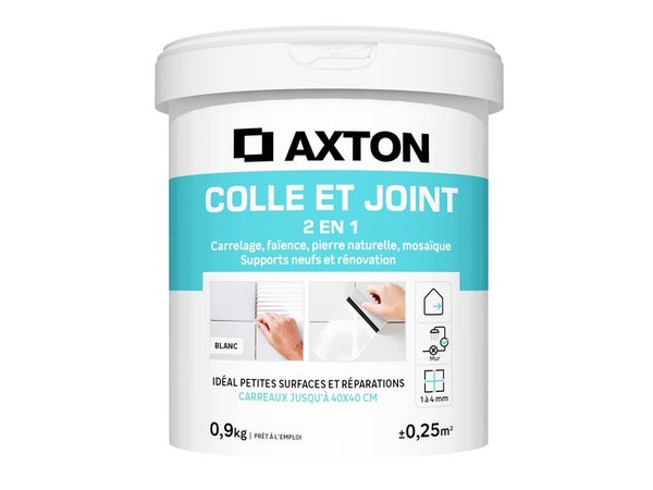 Colle et joint pate, interieur, blanc AXTON 0.9KG