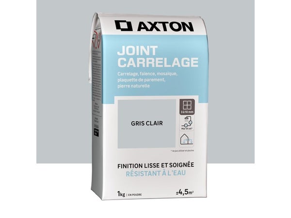 Joint poudre carrelage / mosaïque supérieur à 3 mm, AXTON, gris 1 kg
