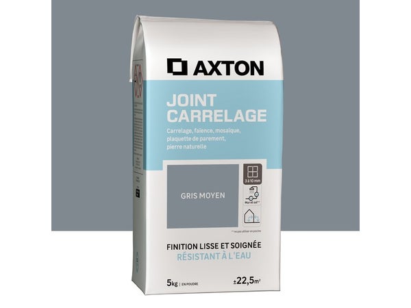 Joint poudre carrelage / mosaique superieur a 3mm AXTON gris moyen 5KG