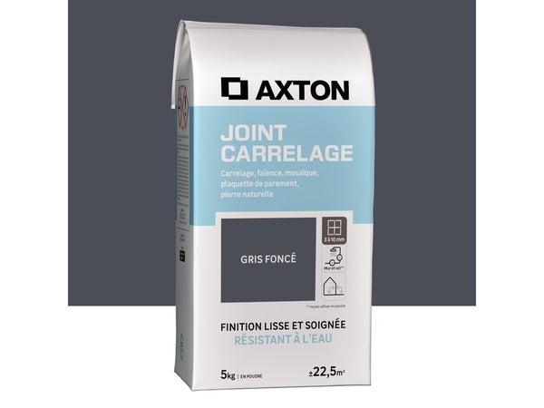 Joint poudre carrelage / mosaique superieur a 3mm AXTON gris fonce 5KG