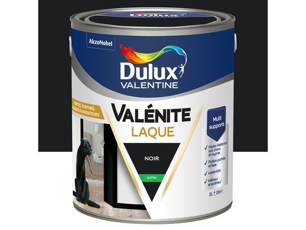 Peinture boiserie noir satin DULUX VALENTINE Valenite 2l