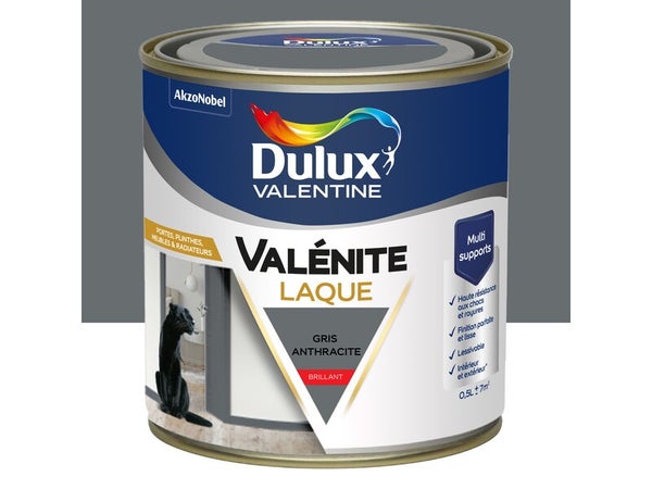 Peinture boiserie gris anthracite brillant DULUX VALENTINE Valenite 0.5l