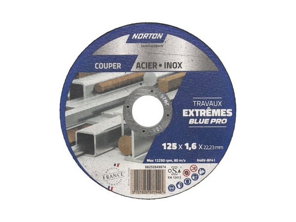 Disque acier/inox NORTON extreme 125x1,6