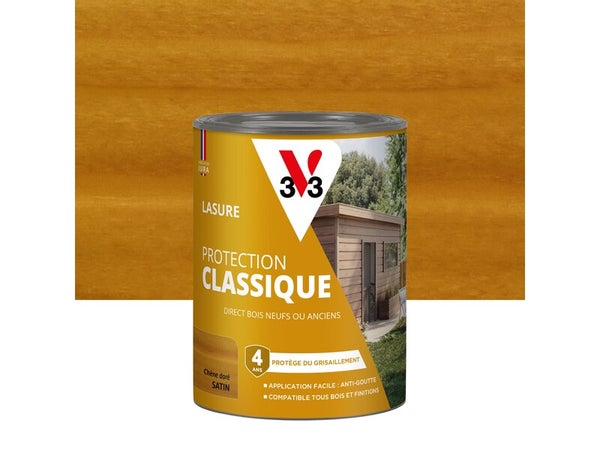 Lasure V33 Protection classique 4 ans chêne doré satiné 0.75 l