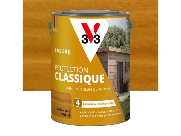 Lasure V33 Protection classique 4 ans chêne doré satiné 5 l