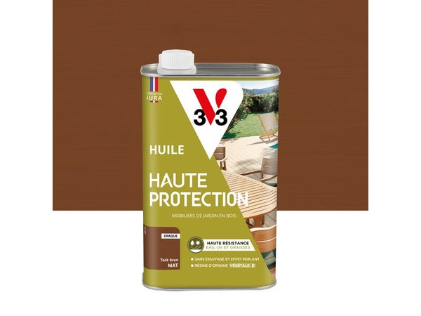 Huile pour bois extérieur V33 Haute protection teck brun mat 1 l