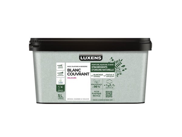 Peinture mur / plafond / boiserie LUXENS Biosourcee blanc velours, 5 L