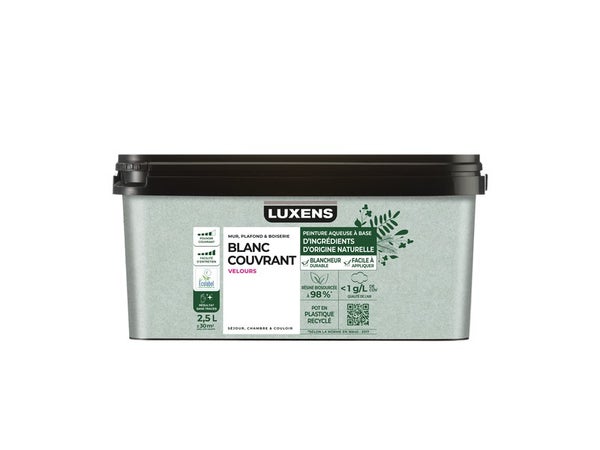 Peinture mur / plafond / boiserie LUXENS Biosourcee blanc velours, 2.5 L