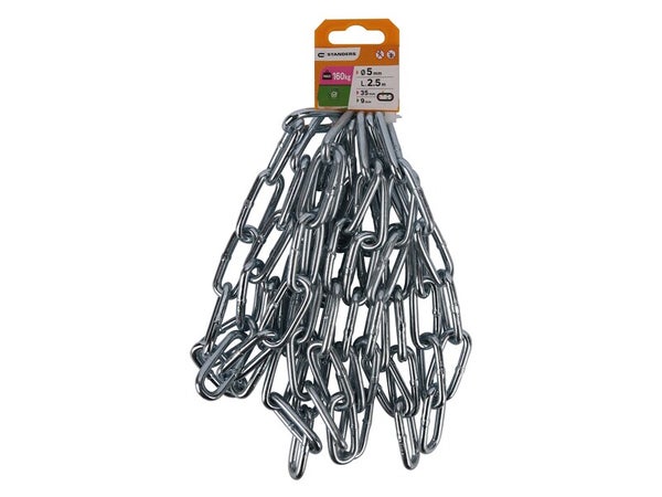 Chaine acier STANDERS, diam. 5 x L. 21 mm x L. 2.5 m