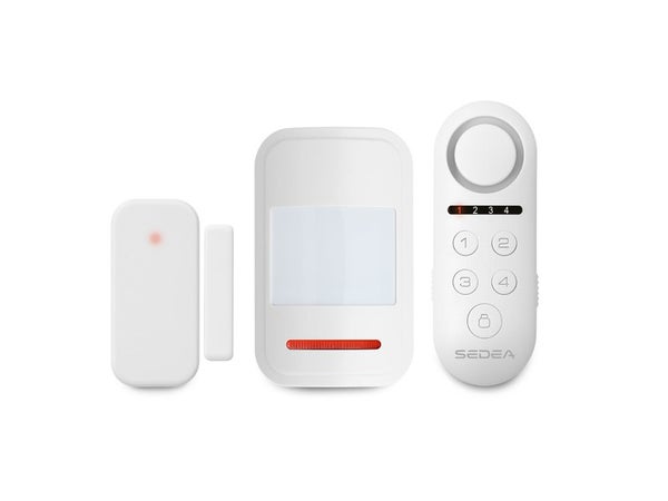 Kit alarme maison SECURIZY+ : centrale sirène clavier à code intégré + 1 détecteur d'ouverture + 1 détecteur de mouvement, SEDEA