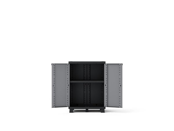 Armoire basse, multiusage, en polypropylène 1 étagère SPACEO, gris, l.120 x H.187.5 x P.45 cm