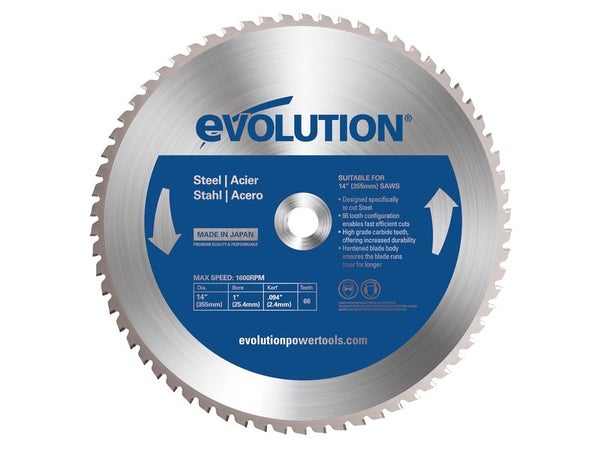 Lame en carbure de tungstène pour acier, EVOLUTION, 66 dents, alésage 20mm diam. 355 mm