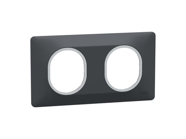 Plaque double Ovalis, SCHNEIDER ELECTRIC, anthracite  chromé