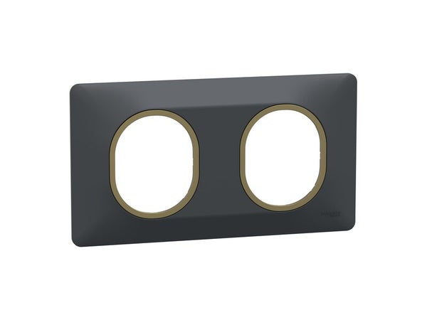 Plaque double Ovalis, SCHNEIDER ELECTRIC, blanc  chrome