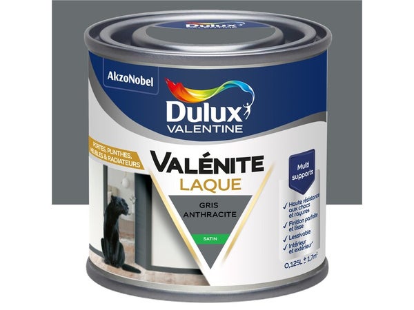 Peinture boiserie gris anthracite satin DULUX VALENTINE 0.125l