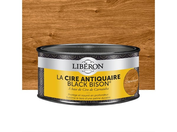 Cire En Pâte Meuble Et Objets Antiquaire Black Bison® Liberon, Chêne Moyen 0.5 L