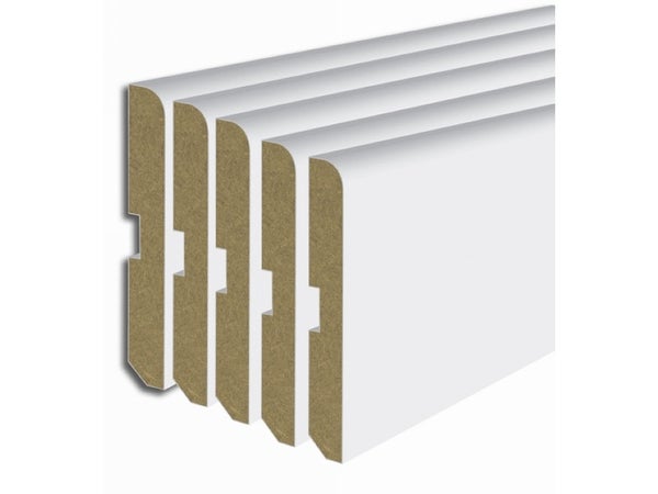 Lot de 5 plinthe revêtu papier, Ep. 0.9 x l. 7 x L. 200 cm blanc