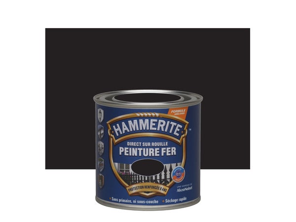 Peinture Fer Extérieur Direct Sur Rouille Hammerite Noir Ferronnerie Mat 0.25 L
