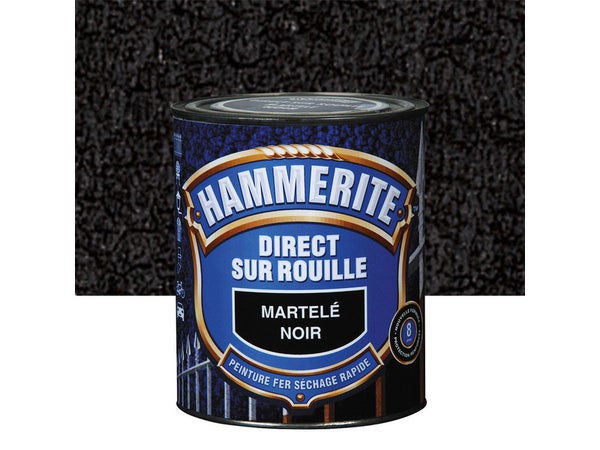 Peinture Fer Extérieur Direct Sur Rouille Hammerite Noir Martelé 0.25 L