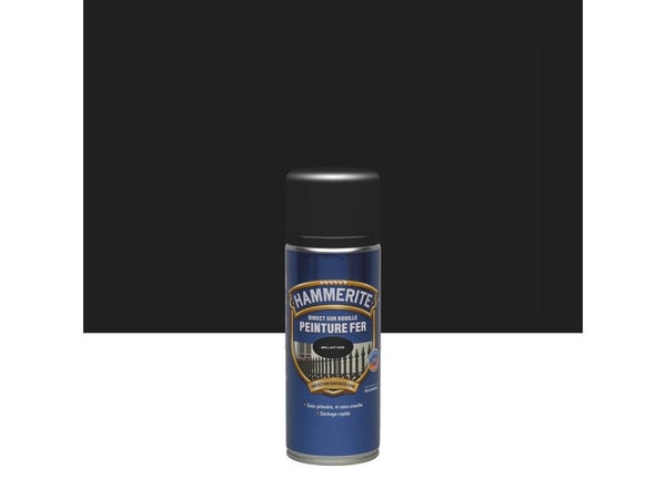 Peinture fer extérieur Aérosol direct sur rouille HAMMERITE noir brillant 0.4 l