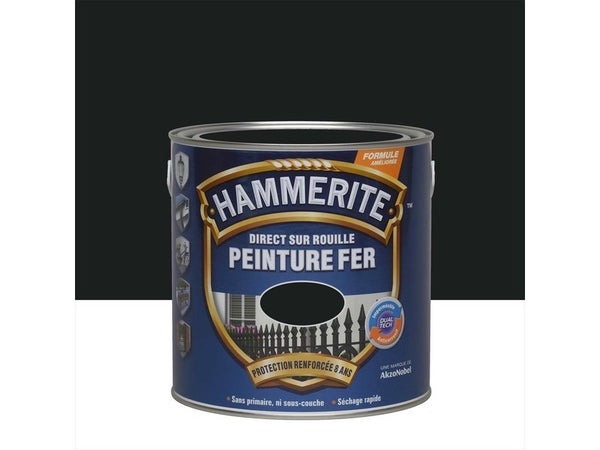 Peinture Fer Extérieur Direct Sur Rouille Hammerite Noir Ferronnerie Mat 2.5 L