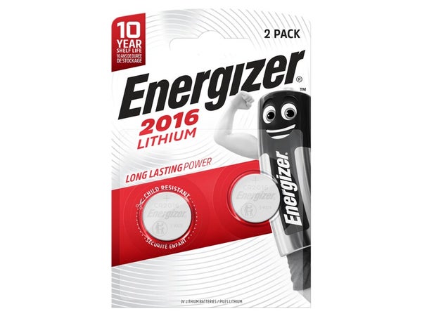 Lot De 2 Piles Bouton Cr2016/Dl2016, 3 V, Energizer