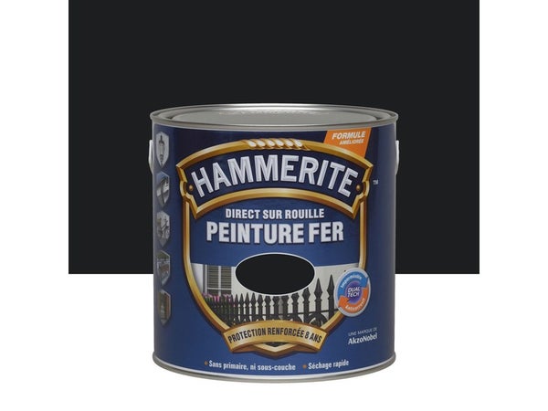 Peinture Fer Extérieur Direct Sur Rouille Hammerite Noir Brillant 2.5 L
