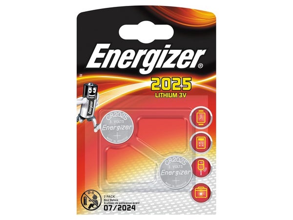 Lot De 2 Piles Bouton Cr2025/Dl2025, 3 V, Energizer