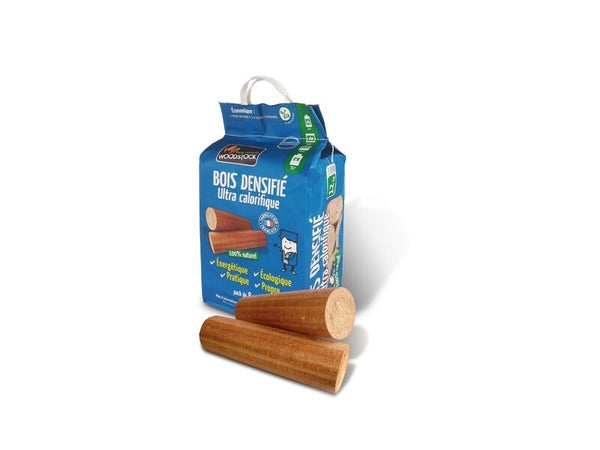 Bûches compressées bois résineux, WOODSTOCK, sac de 8, 12kg
