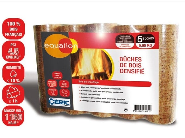 Bûches compressées EQUATION sac 5 bûches, L25