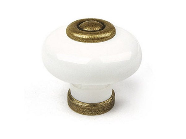 Bouton De Meuble Rond Blanc Porcelaine H.26 X L.31 X P.31 Mm