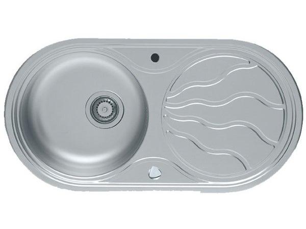 Evier à encastrer 1 bac avec égouttoir, inox, gris / argent SUN