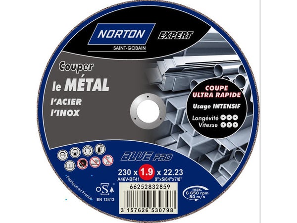 Disque À Tronçonner Fin Pour Métal Norton, Diam.230 Mm