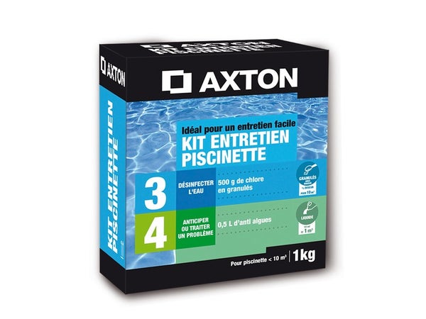 Kit d'entretien piscine enfant (inférieure à 10 m³) AXTON, pastille 1 l 1 kg
