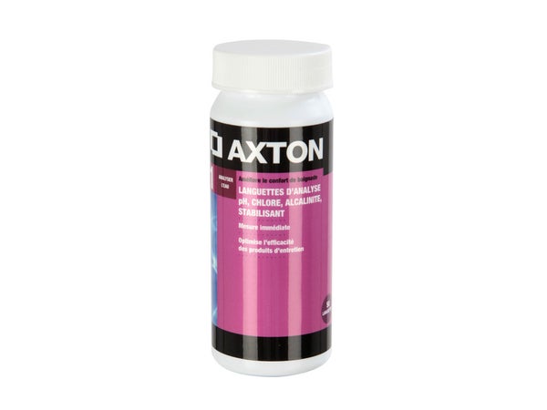 50 languettes d'analyse chlore et ph pour piscine AXTON