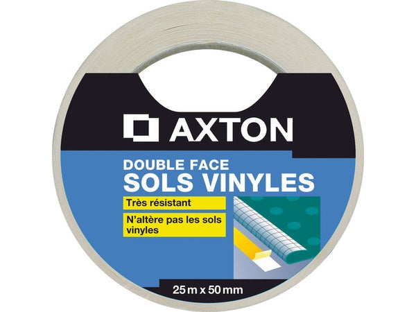 Rouleau Adhésif Double Face Sol Pvc, L.50 Mm X L.25 M Axton
