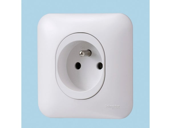 Prise Avec Terre Ovalis, Blanc, Schneider Electric