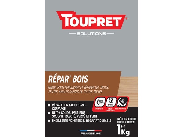 Enduit De Réparation, Repar' Bois, Toupret, Marron 1 L