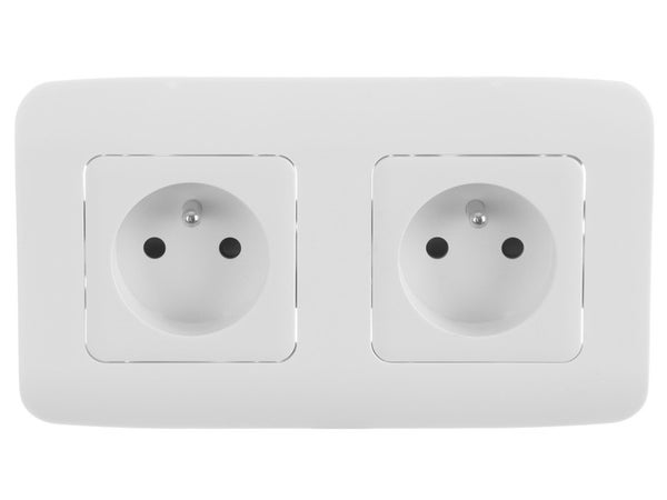 Double Prise Avec Terre Cosy, Blanc-Blanc N°0, Lexman