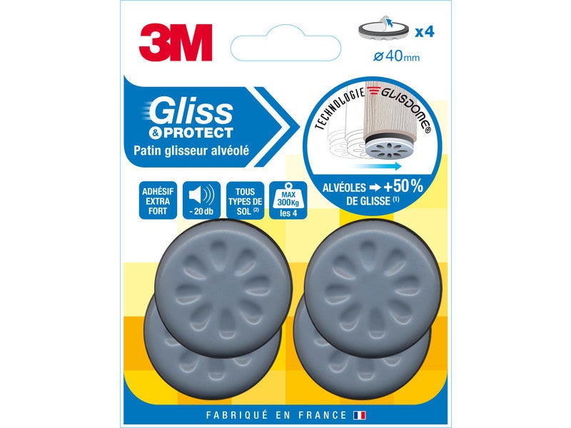 GleitGut® Lot de 4 Patins en Plastique pour Patins de Meubles en Plastique 23-27 mm 