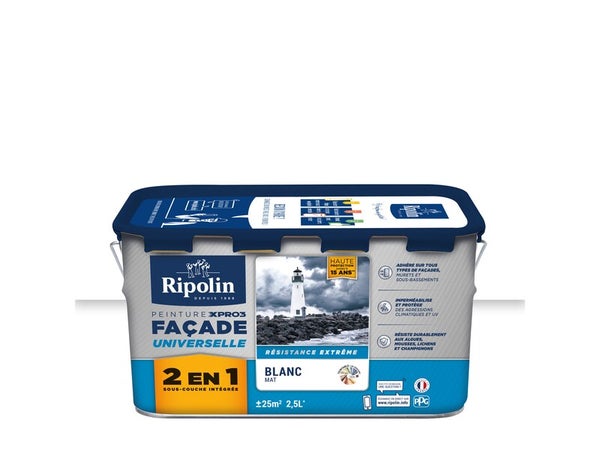 Peinture Façade 2En1 Xpro3 Ripolin, Blanc, 2.5 L