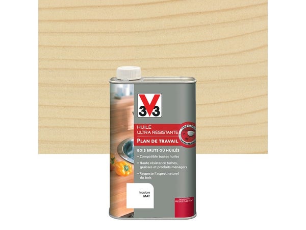 Huile Plan De Travail Resist'Activ V33 Incolore Mat 0.5 L