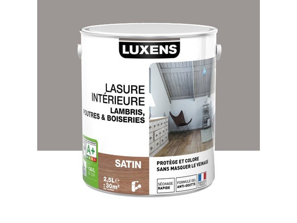 Lasure Intérieure Poutre Et Lambris Luxens, Brun Tweed, 2.5 L