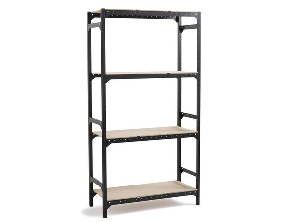 Etagère métal gris époxy hubsystem, 4 tablettes l.96xH.180xP.40