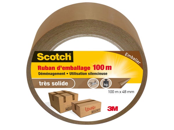 Adhésif Scotch Emballage Une Face Multiusage L.100 M X L.48 Mm, Marron