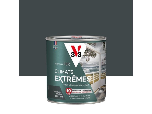 Peinture fer extérieur Climats extrêmes® V33 anthracite brillant 0.5 L
