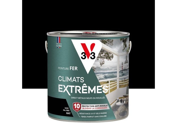 Peinture Fer Extérieur Climats Extrêmes® V33 Noir Mat 2 L