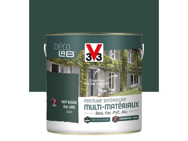 Peinture Multimatériau Extérieur Décolab® V33 Vert Basque Satiné 2 L